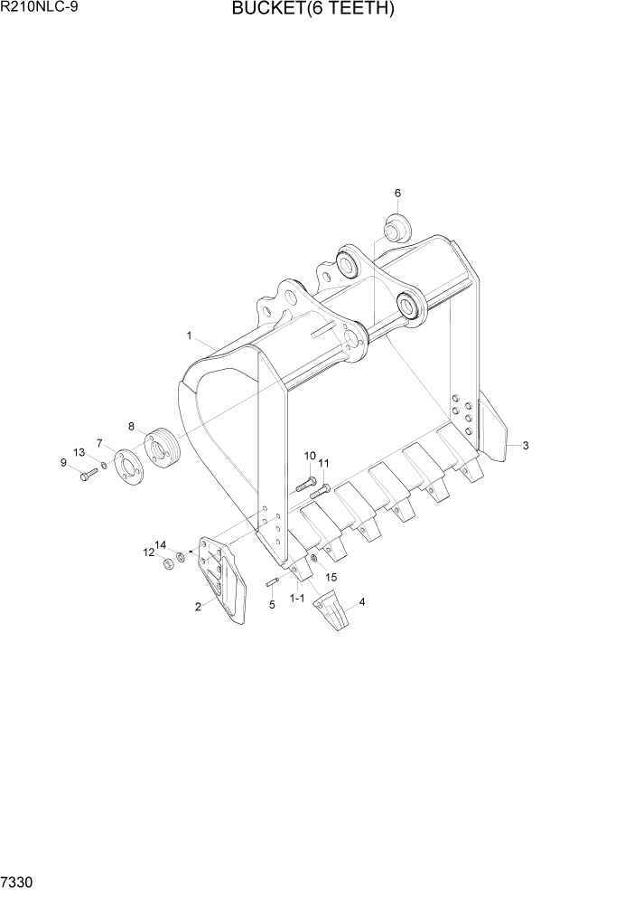 Схема запчастей Hyundai R210NLC9 - PAGE 7330 BUCKET(6 TEETH) РАБОЧЕЕ ОБОРУДОВАНИЕ