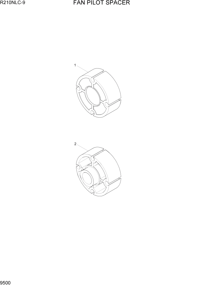 Схема запчастей Hyundai R210NLC9 - PAGE 9500 FAN PILOT SPACER ДВИГАТЕЛЬ БАЗА