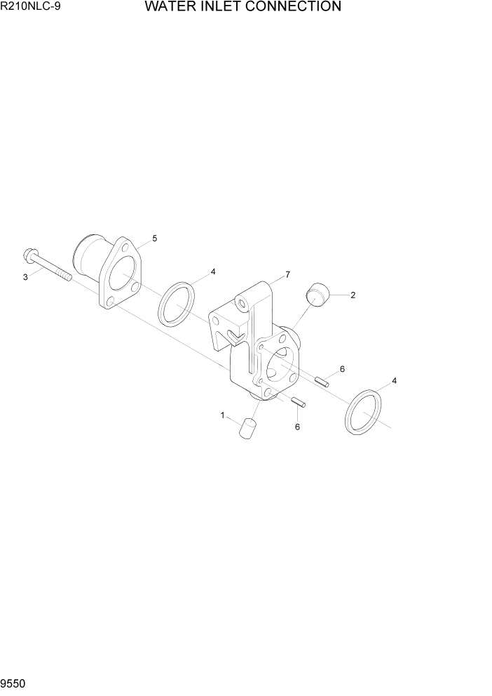 Схема запчастей Hyundai R210NLC9 - PAGE 9550 WATER INLET CONNECTION ДВИГАТЕЛЬ БАЗА