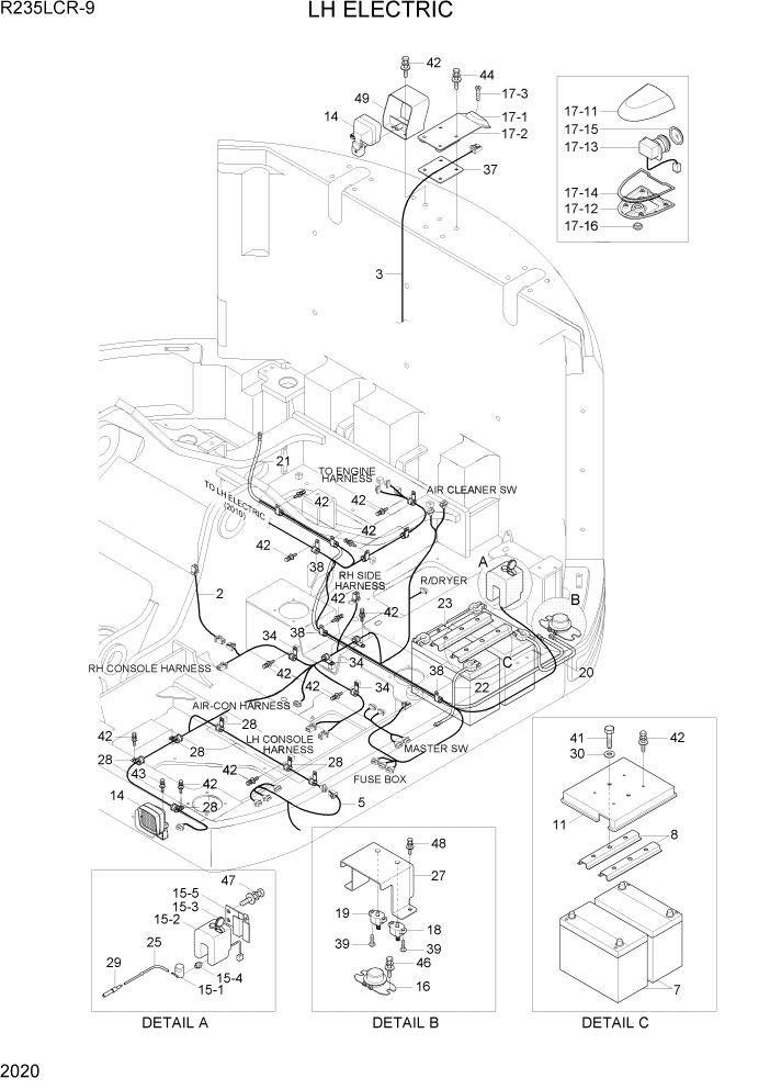 Схема запчастей Hyundai R235LCR9 - PAGE 2020 LH ELECTRIC ЭЛЕКТРИЧЕСКАЯ СИСТЕМА