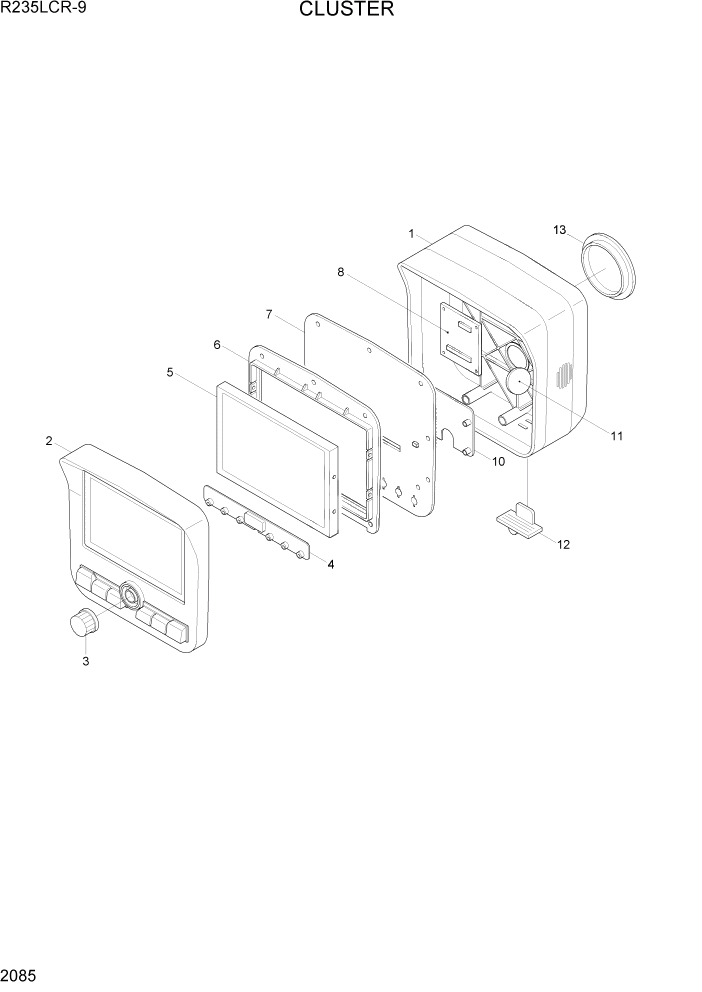 Схема запчастей Hyundai R235LCR9 - PAGE 2085 CLUSTER ЭЛЕКТРИЧЕСКАЯ СИСТЕМА
