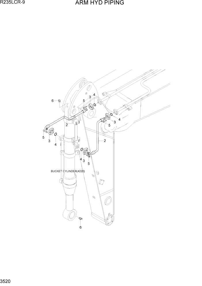 Схема запчастей Hyundai R235LCR9 - PAGE 3520 ARM HYD PIPING ГИДРАВЛИЧЕСКАЯ СИСТЕМА
