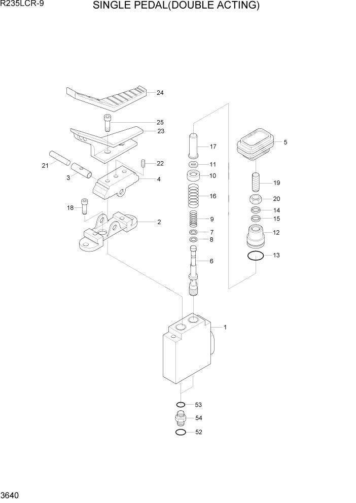 Схема запчастей Hyundai R235LCR9 - PAGE 3640 SINGLE PEDAL(DOUBLE ACTING) ГИДРАВЛИЧЕСКАЯ СИСТЕМА