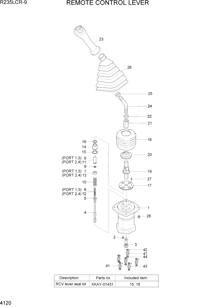 Схема запчастей Hyundai R235LCR9 - PAGE 4120 REMOTE CONTROL LEVER ГИДРАВЛИЧЕСКИЕ КОМПОНЕНТЫ