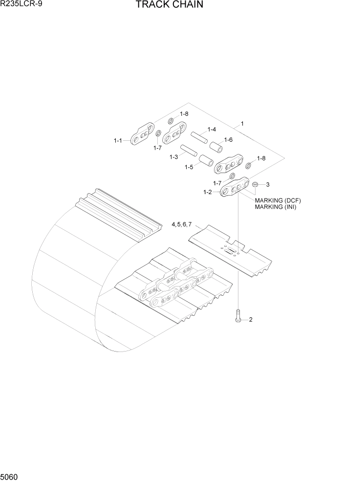 Схема запчастей Hyundai R235LCR9 - PAGE 5060 TRACK CHAIN ХОДОВАЯ ЧАСТЬ