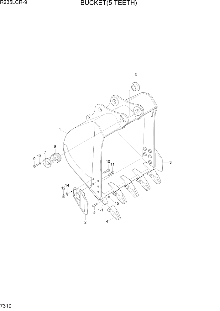 Схема запчастей Hyundai R235LCR9 - PAGE 7310 BUCKET(5 TEETH) РАБОЧЕЕ ОБОРУДОВАНИЕ