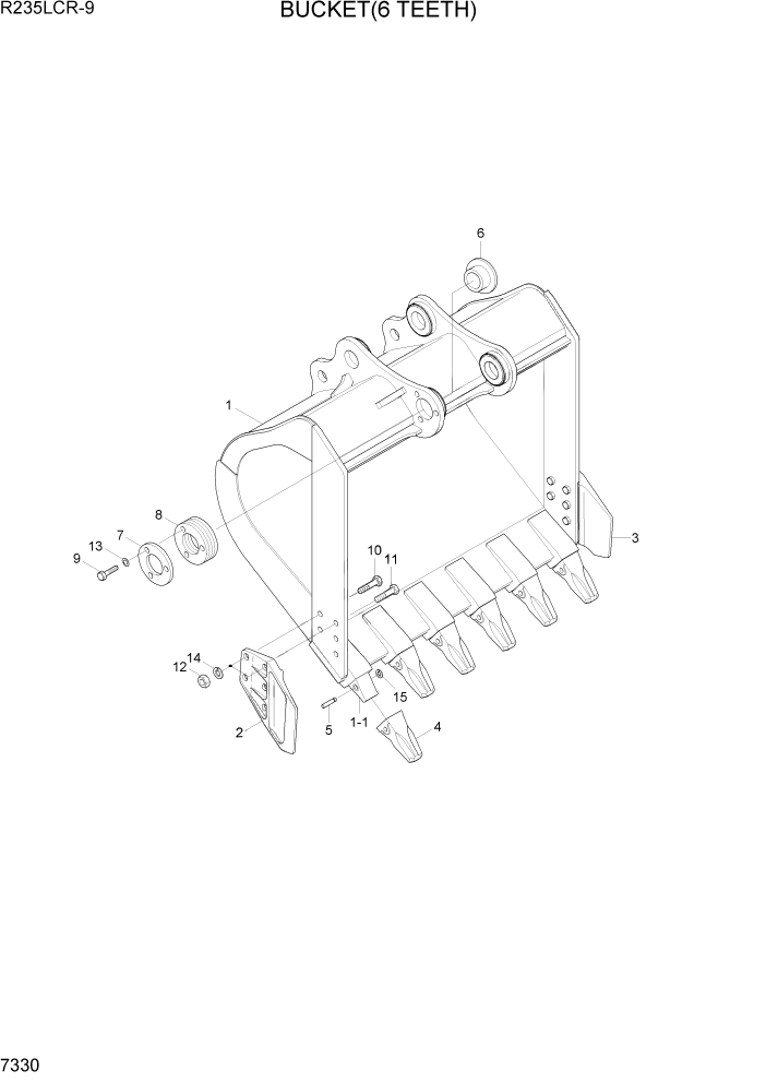 Схема запчастей Hyundai R235LCR9 - PAGE 7330 BUCKET(6 TEETH) РАБОЧЕЕ ОБОРУДОВАНИЕ