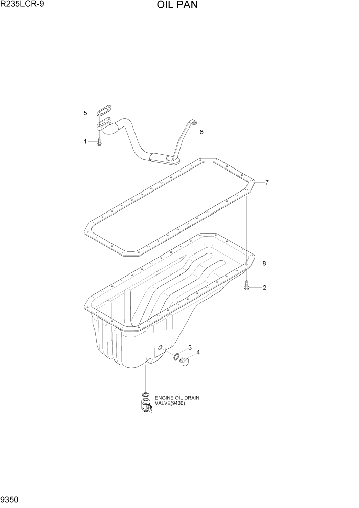 Схема запчастей Hyundai R235LCR9 - PAGE 9350 OIL PAN ДВИГАТЕЛЬ БАЗА