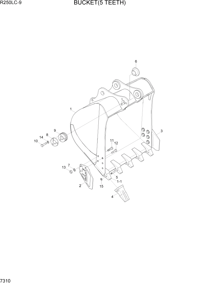 Схема запчастей Hyundai R250LC9 - PAGE 7310 BUCKET(5 TEETH) РАБОЧЕЕ ОБОРУДОВАНИЕ
