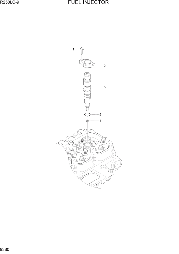 Схема запчастей Hyundai R250LC9 - PAGE 9380 FUEL INJECTIOR ДВИГАТЕЛЬ БАЗА