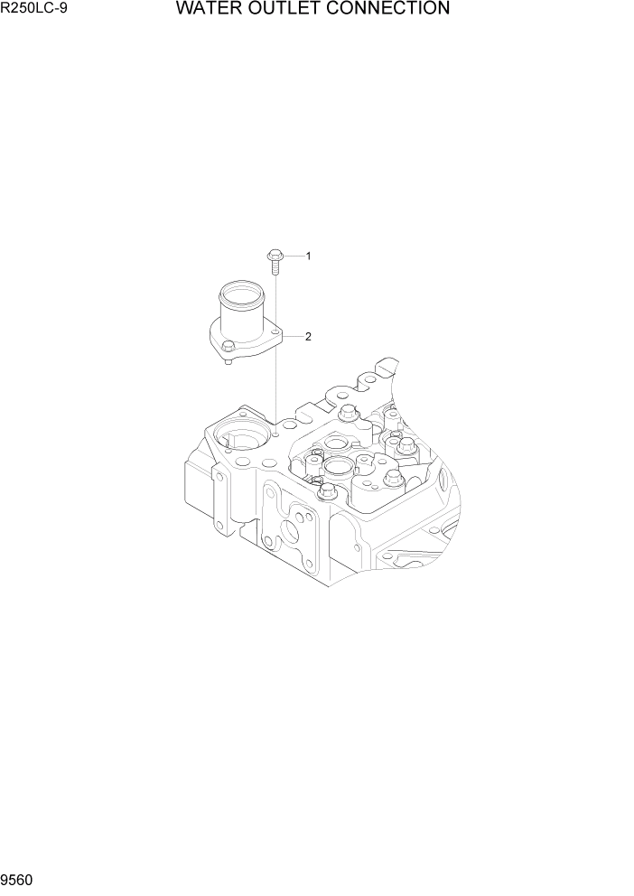 Схема запчастей Hyundai R250LC9 - PAGE 9560 WATER OUTLET CONNECTION ДВИГАТЕЛЬ БАЗА