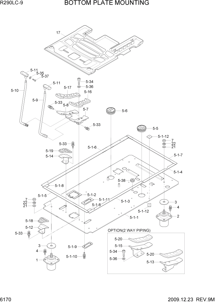 Схема запчастей Hyundai R290LC9 - PAGE 6170 BOTTOM PLATE MOUNTING СТРУКТУРА