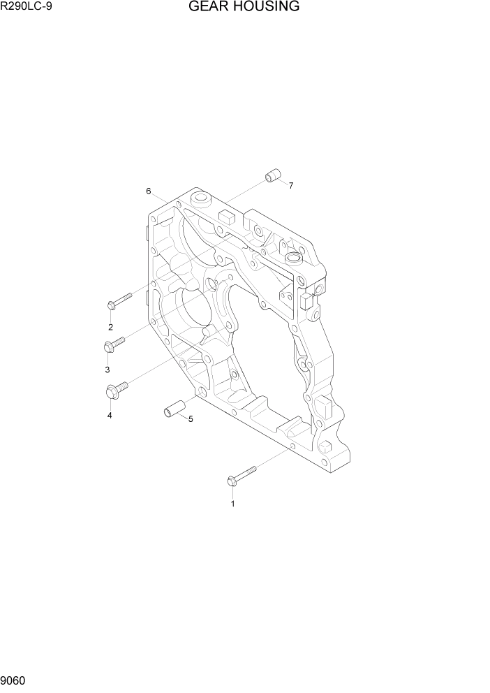 Схема запчастей Hyundai R290LC9 - PAGE 9060 GEAR HOUSING ДВИГАТЕЛЬ БАЗА