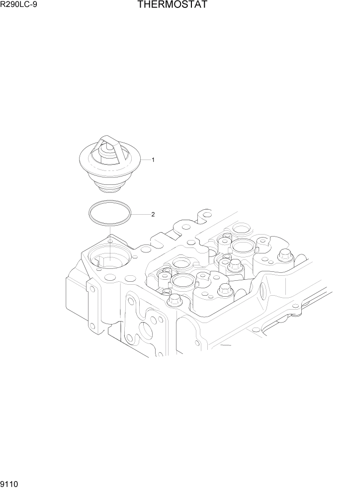 Схема запчастей Hyundai R290LC9 - PAGE 9110 THERMOSTAT ДВИГАТЕЛЬ БАЗА