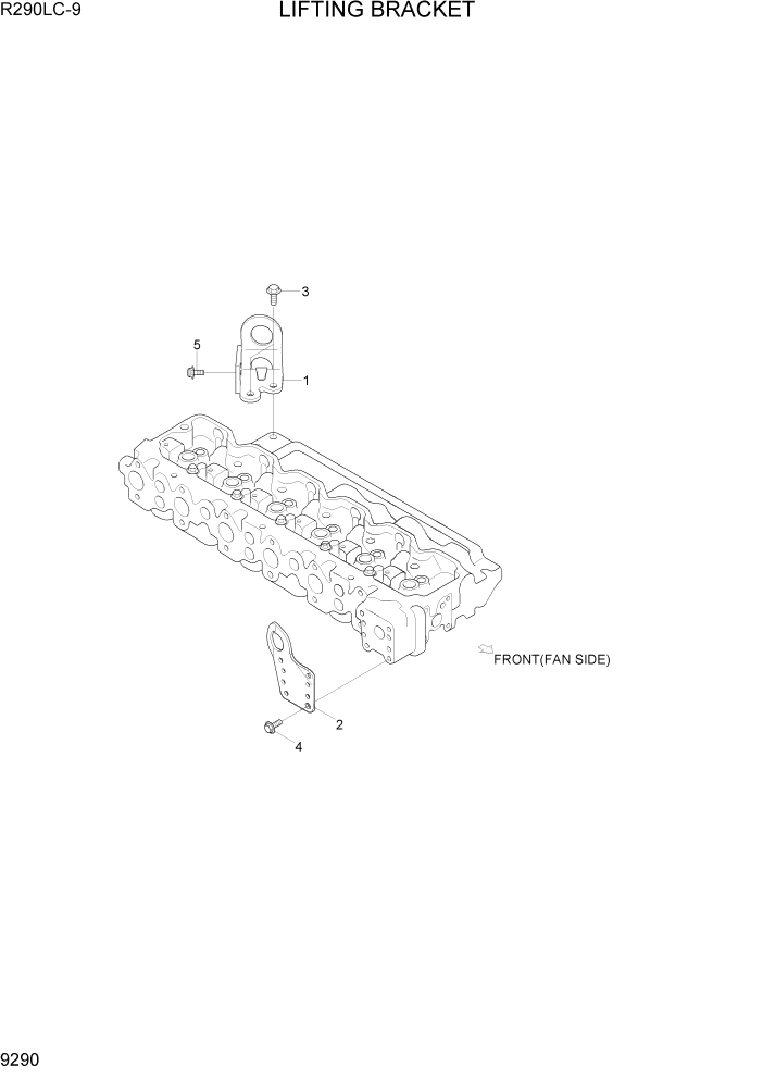 Схема запчастей Hyundai R290LC9 - PAGE 9290 LIFTING BRACKET ДВИГАТЕЛЬ БАЗА
