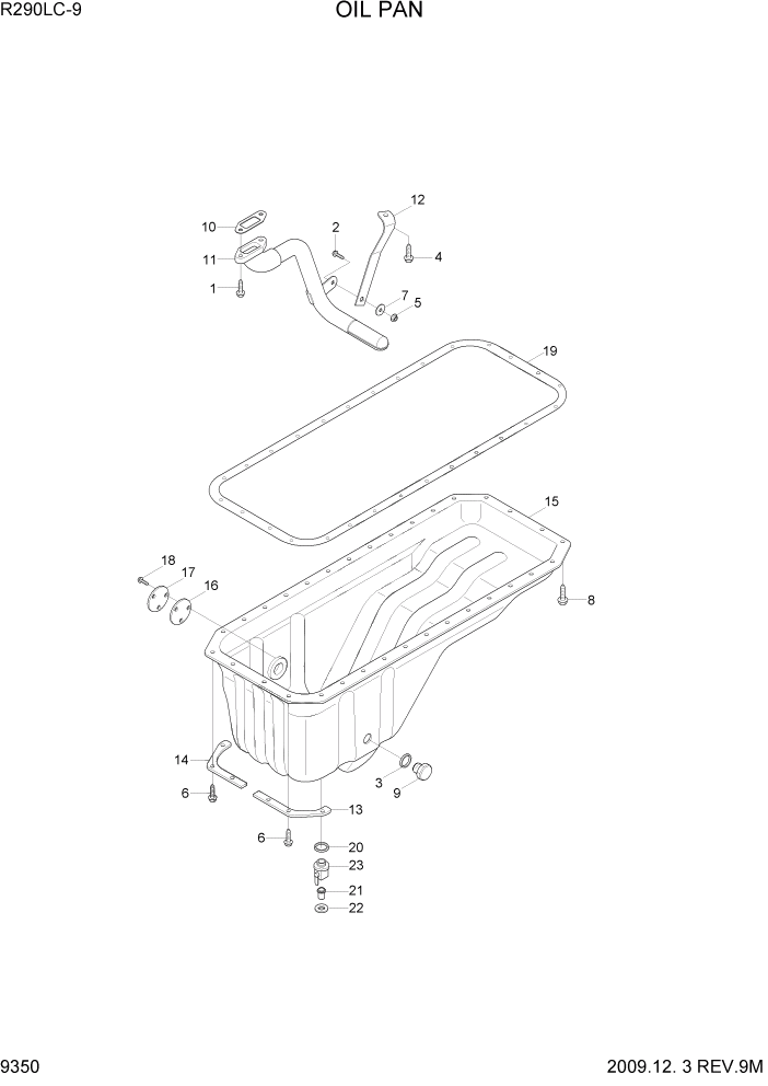 Схема запчастей Hyundai R290LC9 - PAGE 9350 OIL PAN ДВИГАТЕЛЬ БАЗА