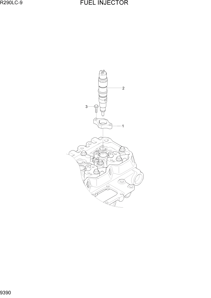 Схема запчастей Hyundai R290LC9 - PAGE 9390 FUEL INJECTOR ДВИГАТЕЛЬ БАЗА