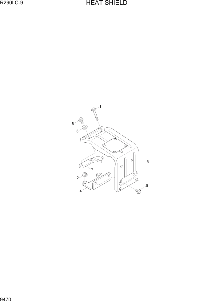 Схема запчастей Hyundai R290LC9 - PAGE 9470 HEAT SHIELD ДВИГАТЕЛЬ БАЗА
