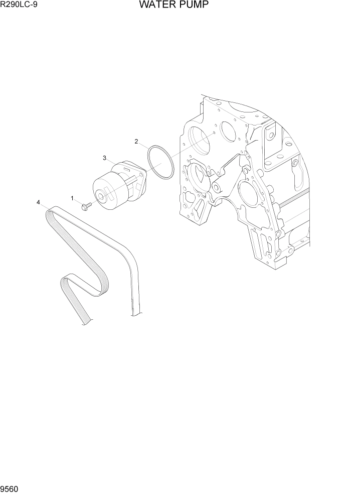 Схема запчастей Hyundai R290LC9 - PAGE 9560 WATER PUMP ДВИГАТЕЛЬ БАЗА