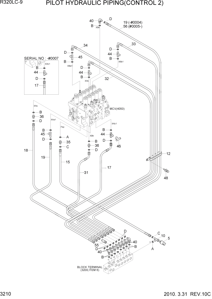 Схема запчастей Hyundai R320LC9 - PAGE 3210 PILOT HYDRAULIC PIPING(CONTROL 2) ГИДРАВЛИЧЕСКАЯ СИСТЕМА