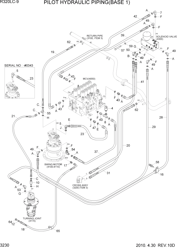 Схема запчастей Hyundai R320LC9 - PAGE 3230 PILOT HYDRAULIC PIPING(BASE 1) ГИДРАВЛИЧЕСКАЯ СИСТЕМА