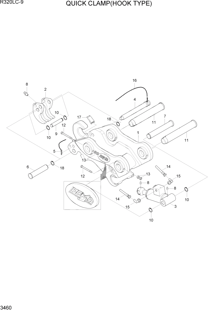 Схема запчастей Hyundai R320LC9 - PAGE 3460 QUICK CLAMP(HOOK TYPE) ГИДРАВЛИЧЕСКАЯ СИСТЕМА