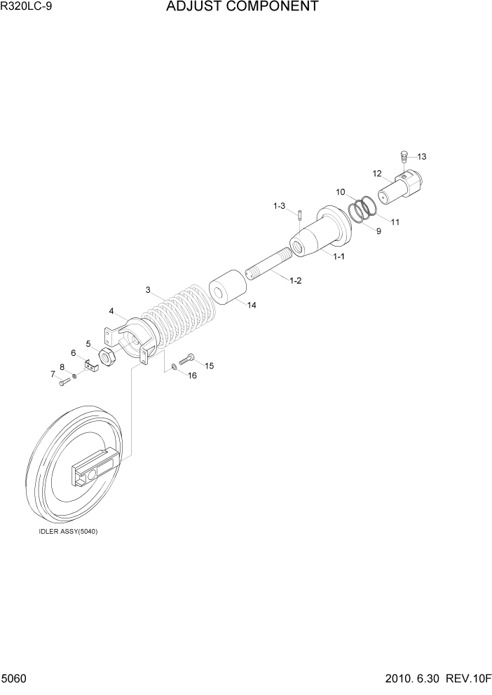 Схема запчастей Hyundai R320LC9 - PAGE 5060 ADJUST COMPONENT ХОДОВАЯ ЧАСТЬ