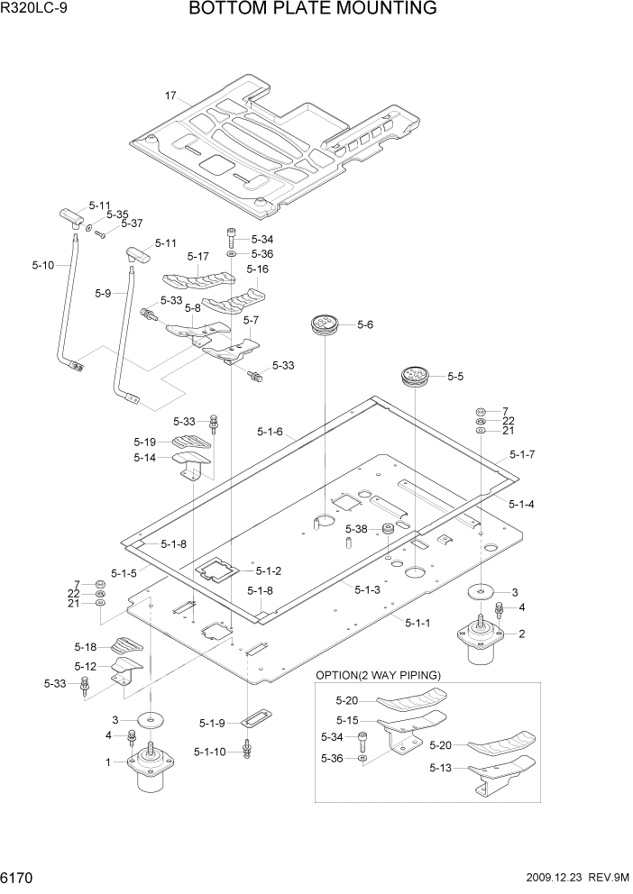 Схема запчастей Hyundai R320LC9 - PAGE 6170 BOTTOM PLATE MOUNTING СТРУКТУРА