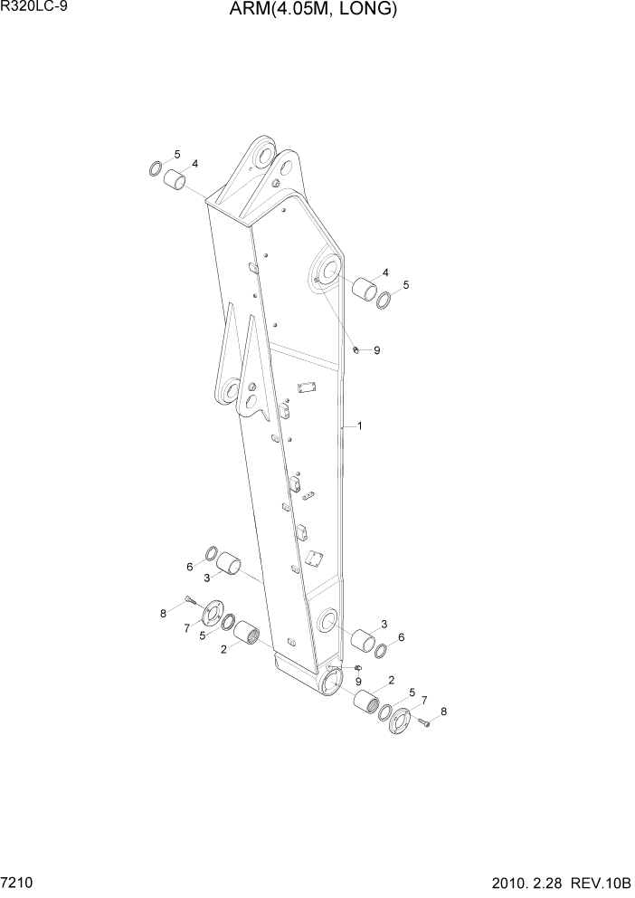Схема запчастей Hyundai R320LC9 - PAGE 7210 ARM(4.05M, LONG) РАБОЧЕЕ ОБОРУДОВАНИЕ
