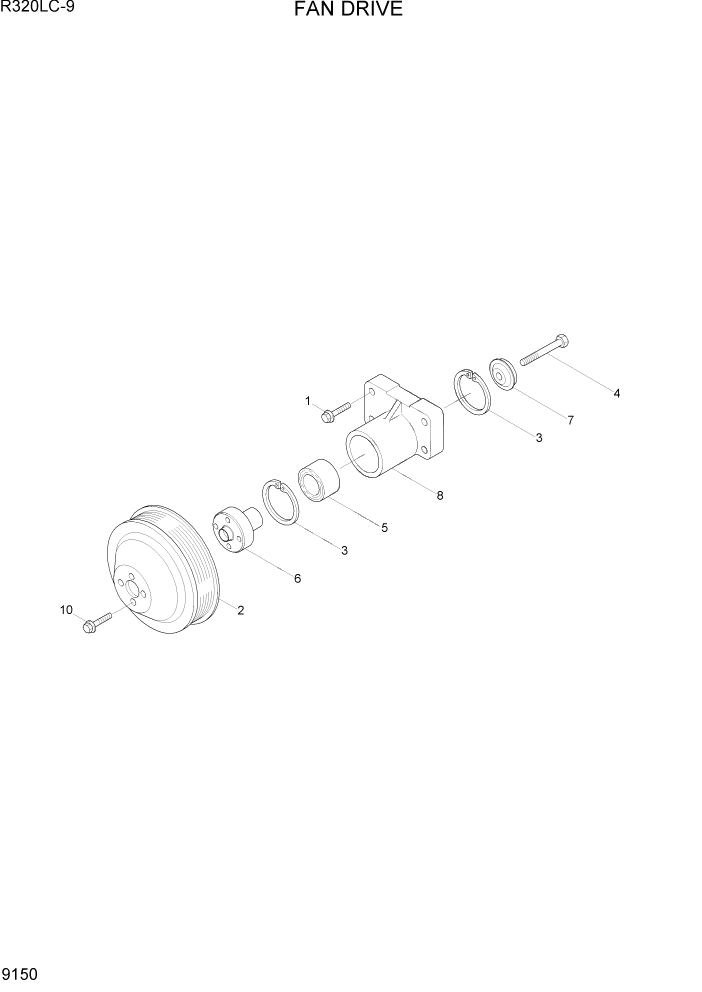Схема запчастей Hyundai R320LC9 - PAGE 9150 FAN DRIVE ДВИГАТЕЛЬ БАЗА
