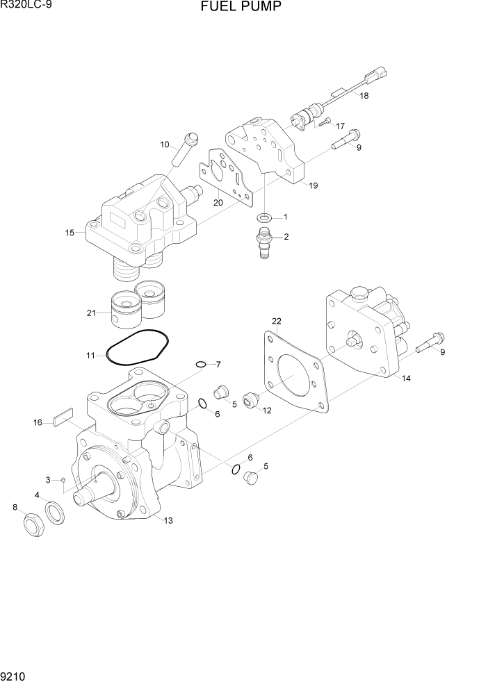 Схема запчастей Hyundai R320LC9 - PAGE 9210 FUEL PUMP ДВИГАТЕЛЬ БАЗА