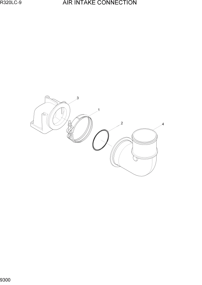 Схема запчастей Hyundai R320LC9 - PAGE 9300 AIR INTAKE CONNECTION ДВИГАТЕЛЬ БАЗА