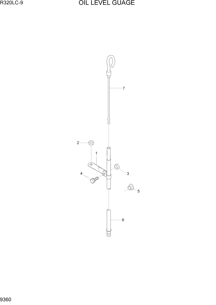 Схема запчастей Hyundai R320LC9 - PAGE 9360 OIL LEVEL GAUGE ДВИГАТЕЛЬ БАЗА