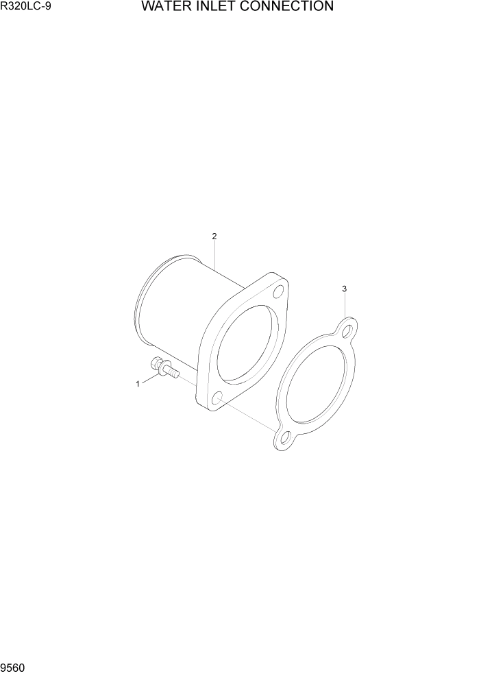 Схема запчастей Hyundai R320LC9 - PAGE 9560 WATER INLET CONNECTION ДВИГАТЕЛЬ БАЗА