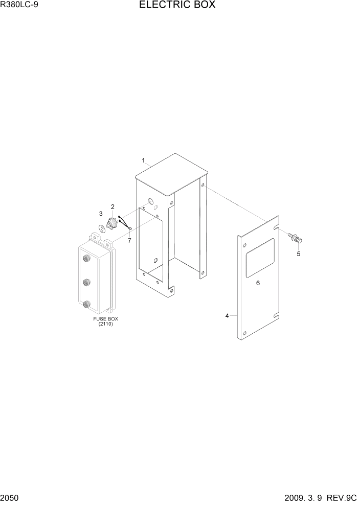 Схема запчастей Hyundai R360LC9 - PAGE 2050 ELECTRIC BOX ЭЛЕКТРИЧЕСКАЯ СИСТЕМА