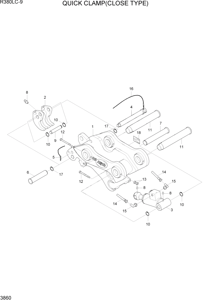 Схема запчастей Hyundai R360LC9 - PAGE 3860 QUICK CLAMP(CLOSE TYPE) ГИДРАВЛИЧЕСКАЯ СИСТЕМА