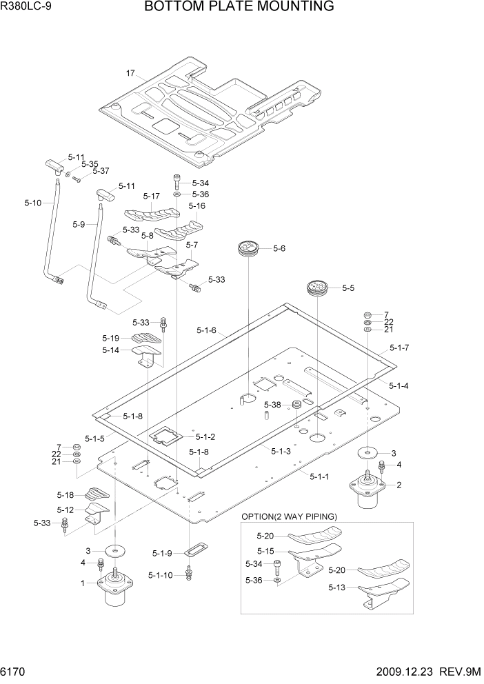 Схема запчастей Hyundai R360LC9 - PAGE 6170 BOTTOM PLATE MOUNTING СТРУКТУРА