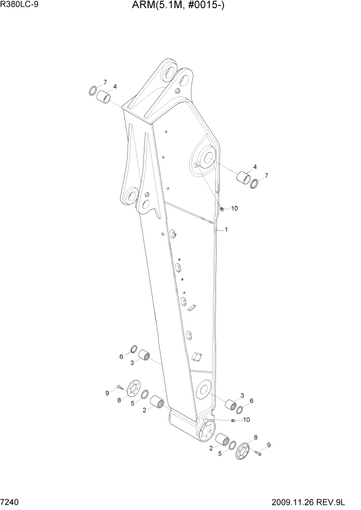Схема запчастей Hyundai R360LC9 - PAGE 7240 ARM(5.1M, #0015-) РАБОЧЕЕ ОБОРУДОВАНИЕ