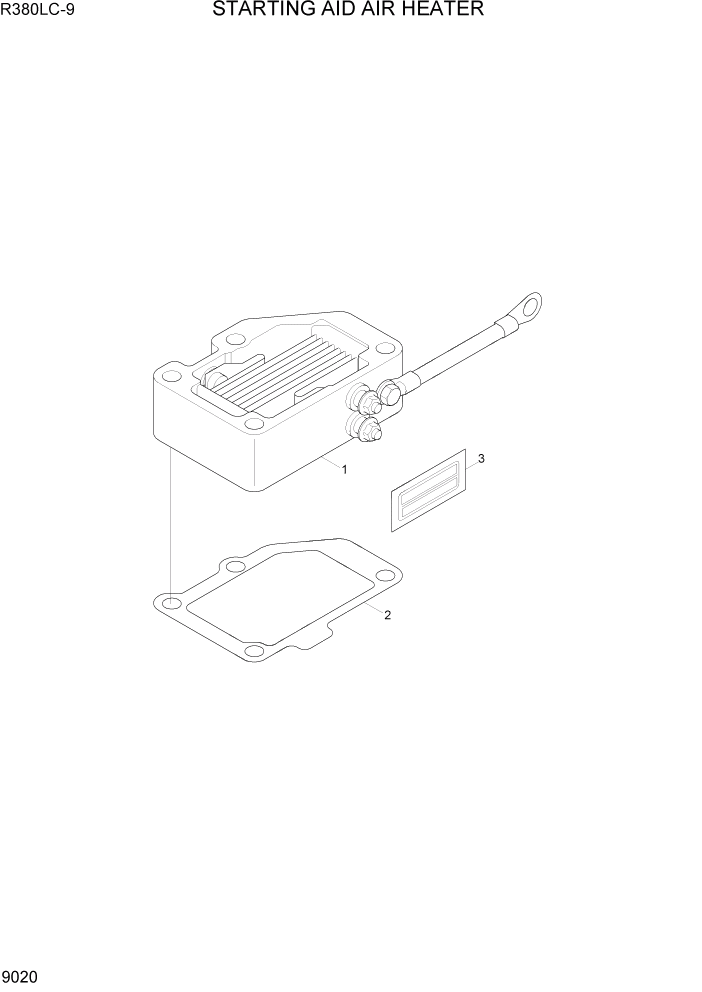 Схема запчастей Hyundai R360LC9 - PAGE 9020 STARTING AID AIR HEATER ДВИГАТЕЛЬ БАЗА