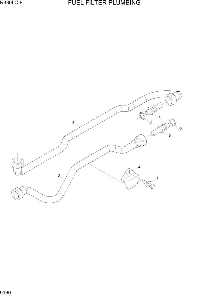 Схема запчастей Hyundai R360LC9 - PAGE 9160 FUEL FILTER PLUMBING ДВИГАТЕЛЬ БАЗА