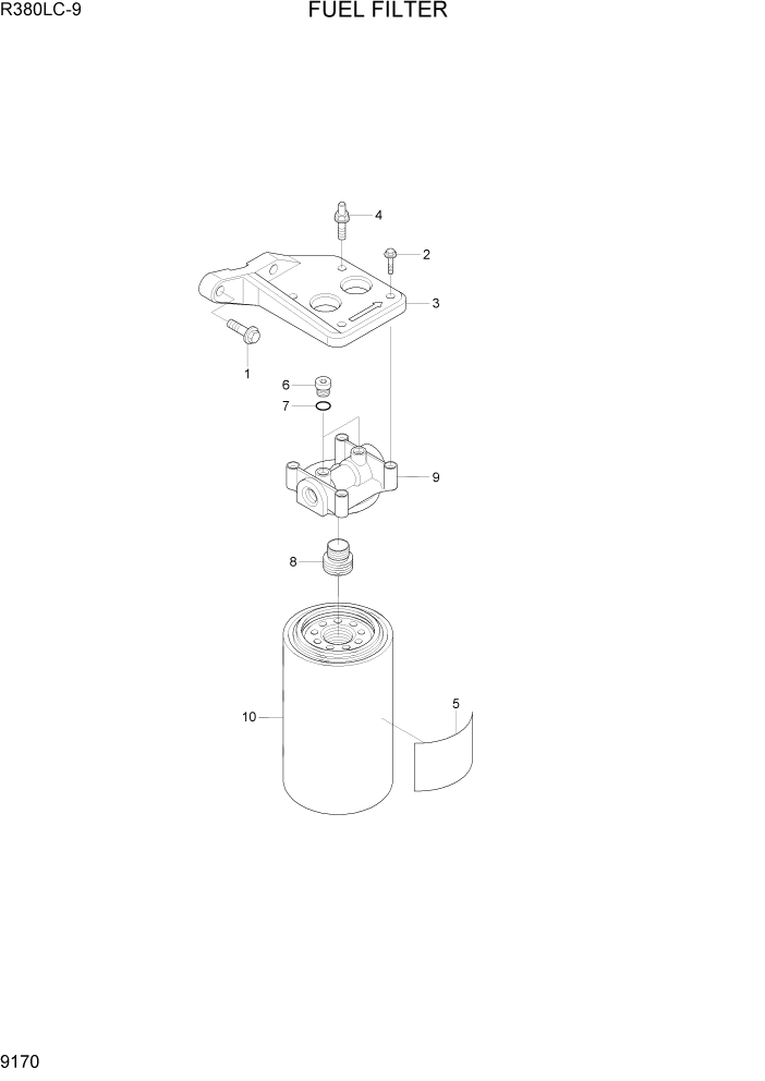 Схема запчастей Hyundai R360LC9 - PAGE 9170 FUEL FILTER ДВИГАТЕЛЬ БАЗА