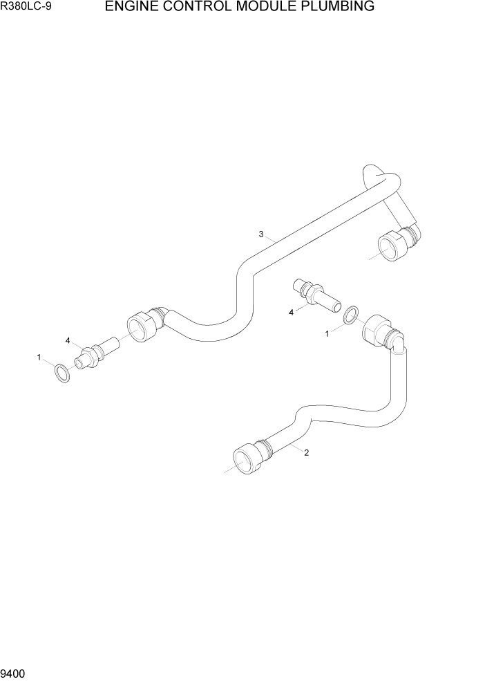 Схема запчастей Hyundai R360LC9 - PAGE 9400 ENGINE CONTROL MODULE PLUMBING ДВИГАТЕЛЬ БАЗА