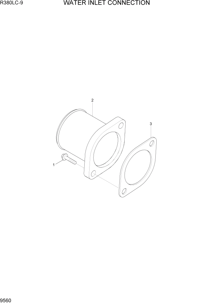 Схема запчастей Hyundai R360LC9 - PAGE 9560 WATER INLET CONNECTION ДВИГАТЕЛЬ БАЗА