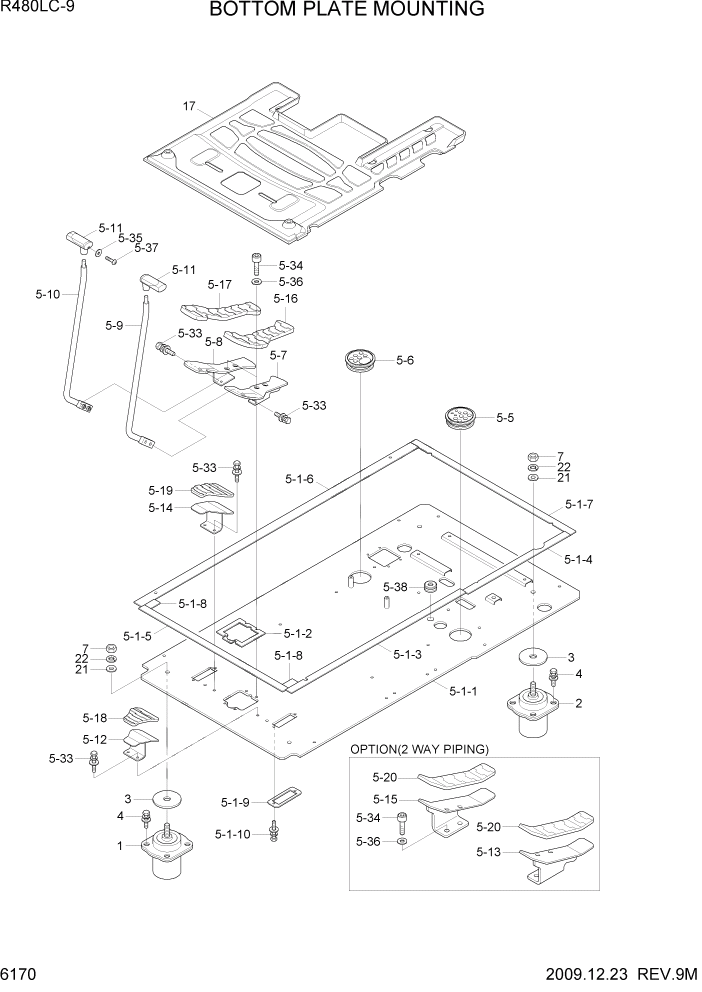 Схема запчастей Hyundai R480LC9 - PAGE 6170 BOTTOM PLATE MOUNTING СТРУКТУРА