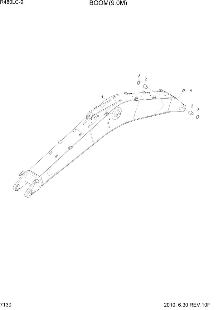 Схема запчастей Hyundai R480LC9 - PAGE 7130 BOOM(9.0M) РАБОЧЕЕ ОБОРУДОВАНИЕ