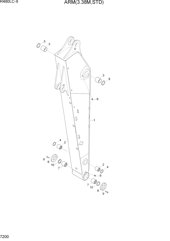 Схема запчастей Hyundai R480LC9 - PAGE 7200 ARM(3.38M, STD) РАБОЧЕЕ ОБОРУДОВАНИЕ