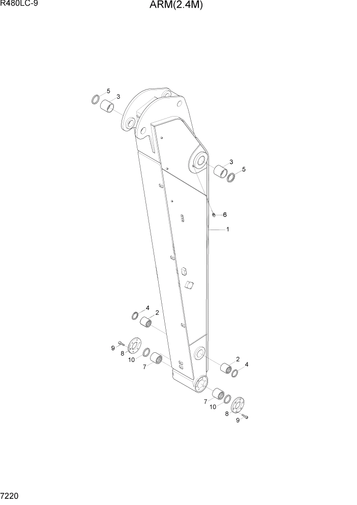 Схема запчастей Hyundai R480LC9 - PAGE 7220 ARM(2.4M) РАБОЧЕЕ ОБОРУДОВАНИЕ