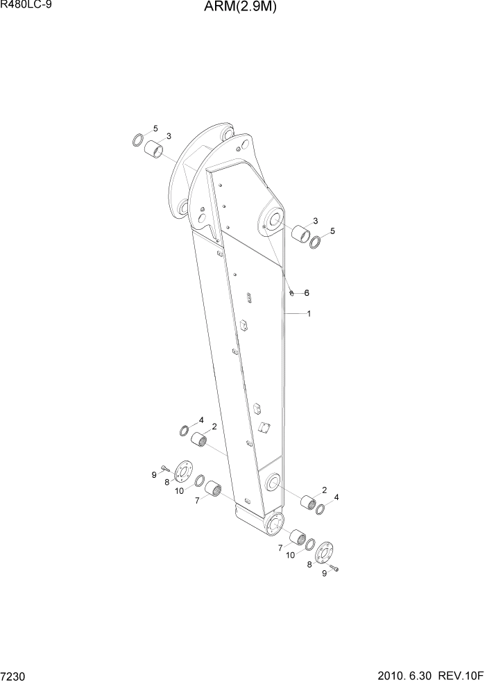 Схема запчастей Hyundai R480LC9 - PAGE 7230 ARM(2.9M) РАБОЧЕЕ ОБОРУДОВАНИЕ