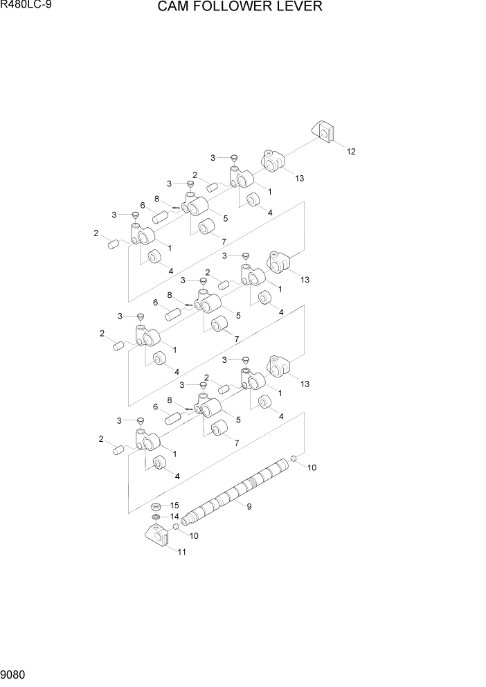 Схема запчастей Hyundai R480LC9 - PAGE 9080 CAM FOLLOWER LEVER ДВИГАТЕЛЬ БАЗА