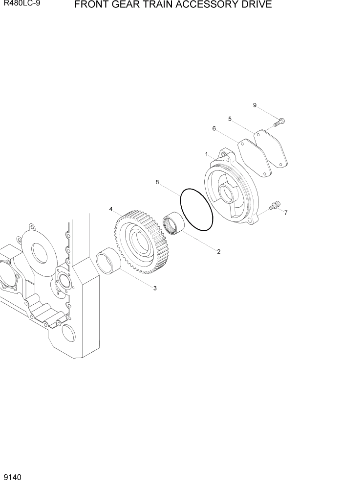 Схема запчастей Hyundai R480LC9 - PAGE 9140 FRONT GEAR TRAIN ACCESSORY DRIVE ДВИГАТЕЛЬ БАЗА